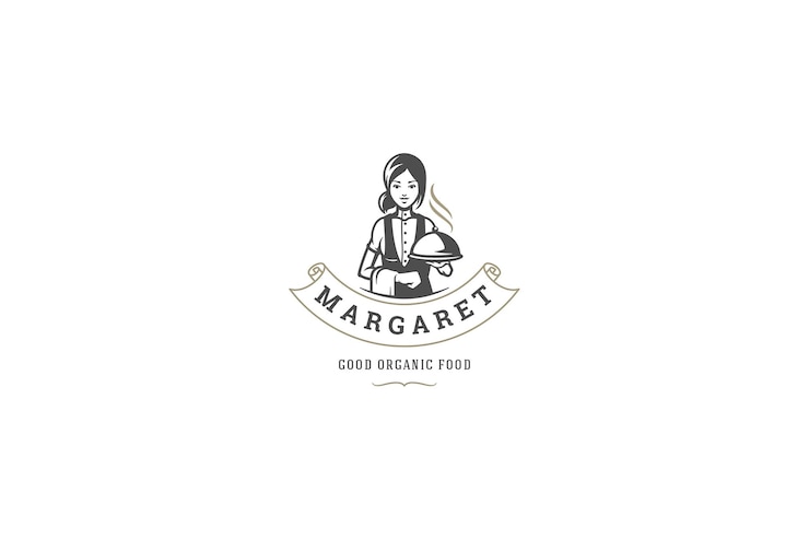 PSD restaurant logotype with female chef