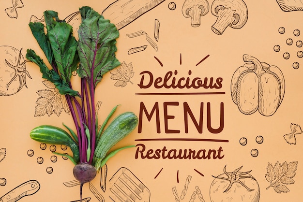 Restaurant menu background with radishes