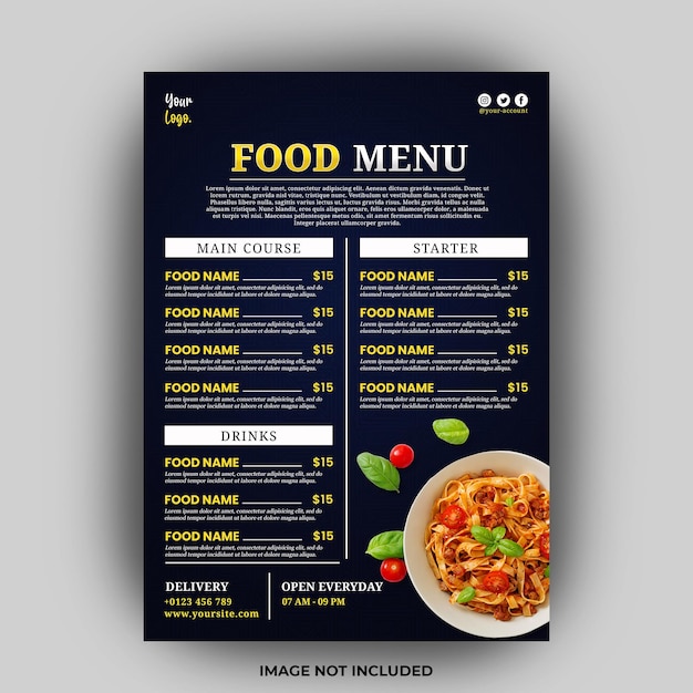 PSD restaurant menu brochure template design