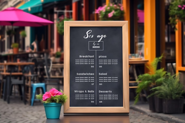 레스토랑 메뉴 Mockup Blackboard 메뉴와 함께 Mockup