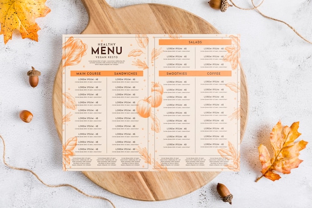 PSD restaurant menu concept mock-up