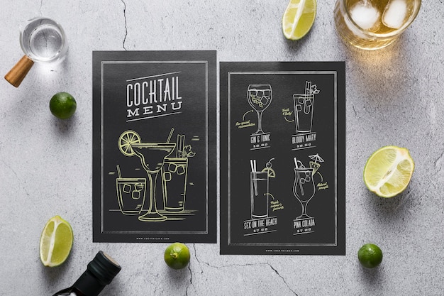 PSD concetto di menu del ristorante mock-up