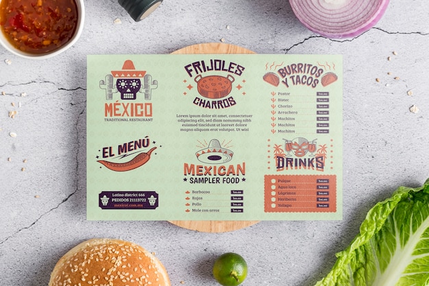 PSD concetto di menu del ristorante mock-up