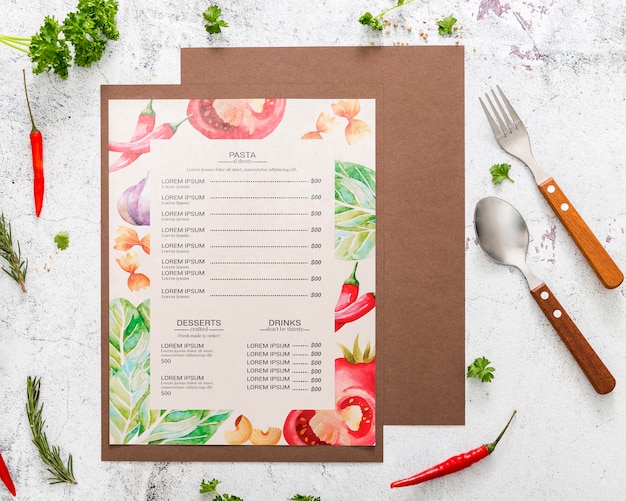 restaurant menu concept mock-up