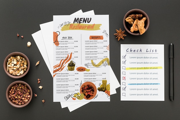 PSD restaurant menu concept mock-up