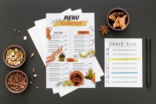 Concetto di menu del ristorante mock-up