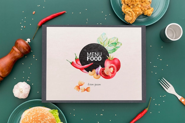 PSD concetto di menu del ristorante mock-up