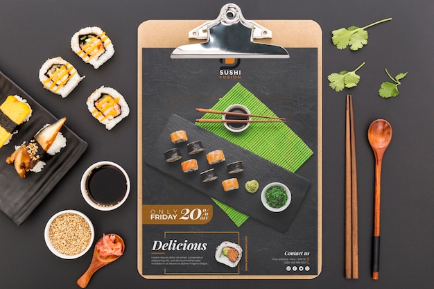 PSD concetto di menu del ristorante mock-up