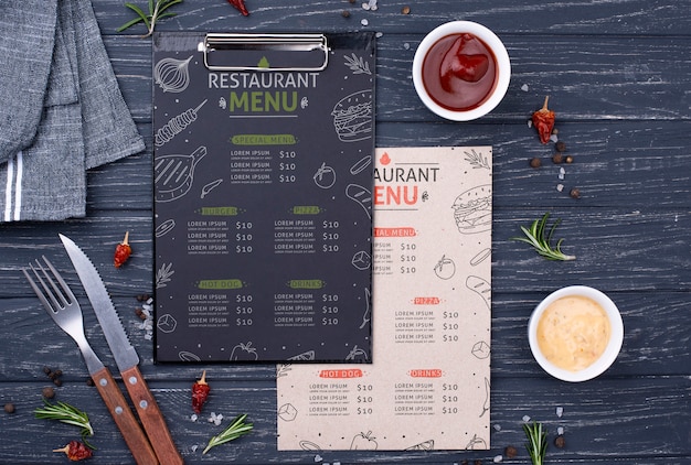 Concetto di menu del ristorante mock-up