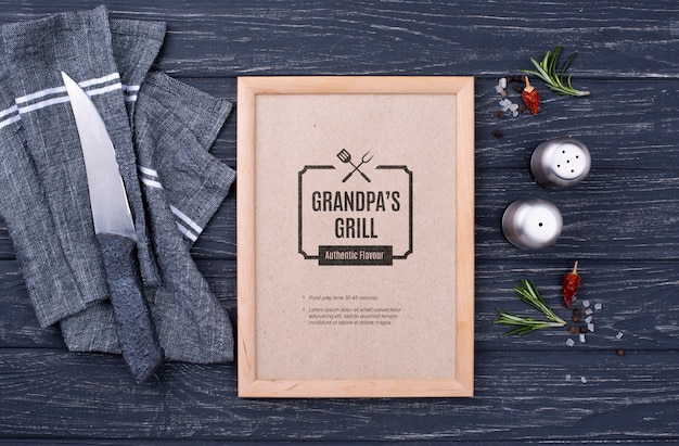 PSD concetto di menu del ristorante mock-up