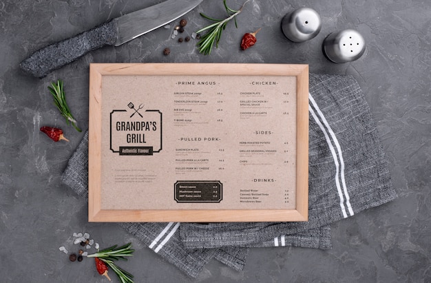 Concetto di menu del ristorante mock-up