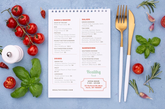 Concetto di menu del ristorante mock-up