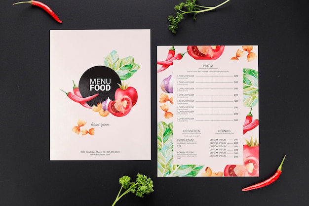 Restaurant menu concept mockup