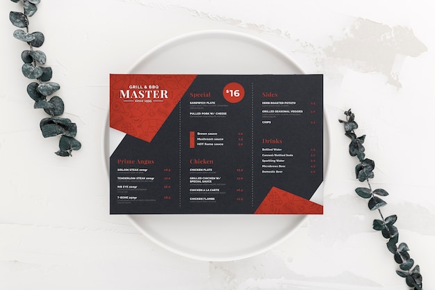 PSD restaurant menu concept mockup