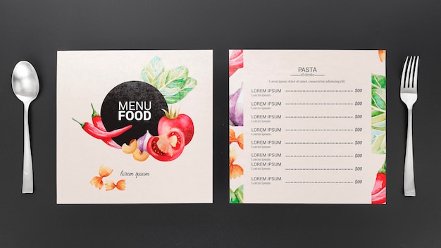 PSD mockup di concetto di menu del ristorante