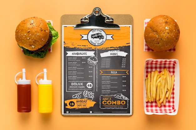 PSD mockup di concetto di menu del ristorante