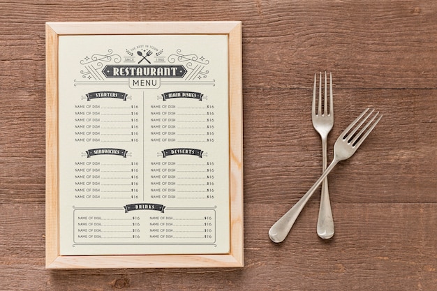 PSD mockup di concetto di menu del ristorante