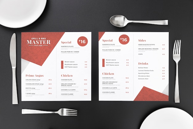 Mockup di concetto di menu del ristorante