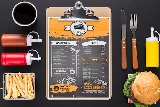 PSD restaurant menu concept mockup