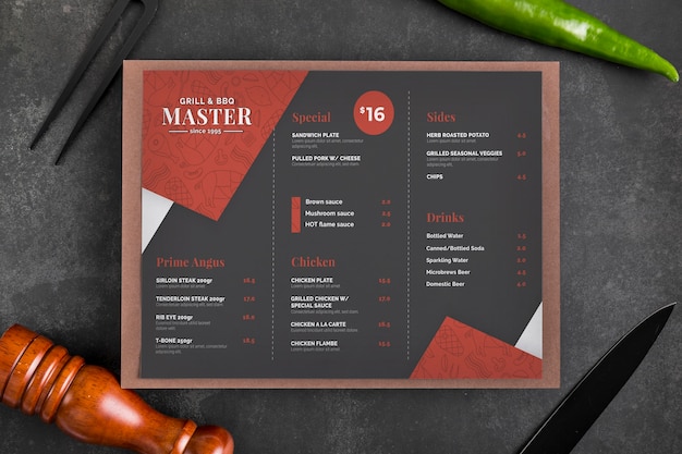 Restaurant menu concept mockup