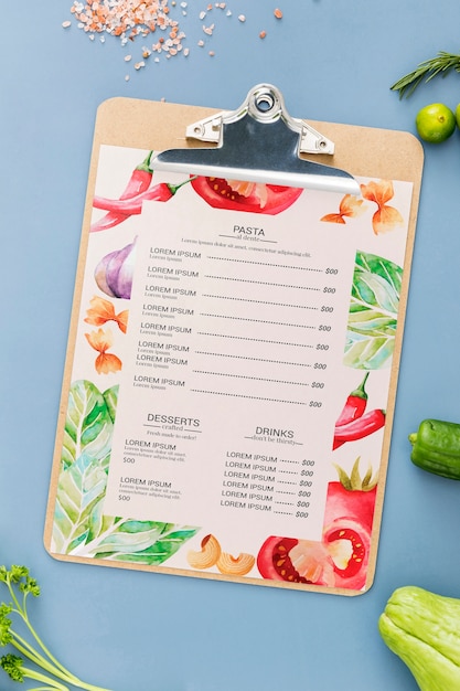 PSD mockup di concetto di menu del ristorante