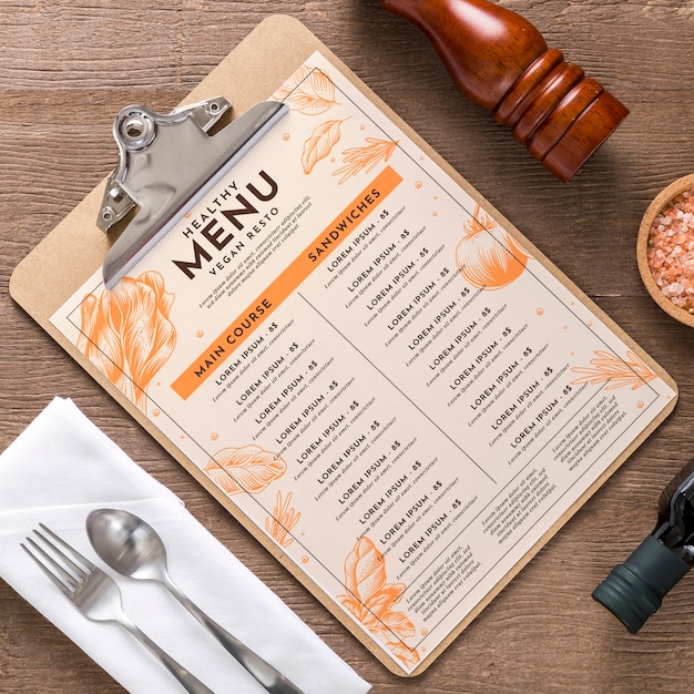 PSD mockup di concetto di menu del ristorante