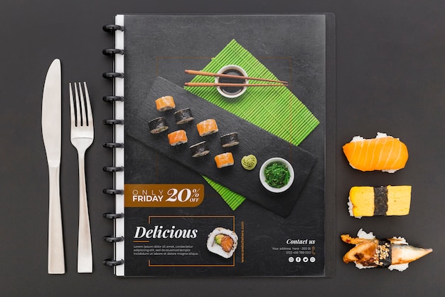 PSD restaurant menu concept mockup