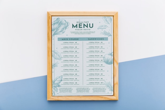 PSD mockup di concetto di menu del ristorante