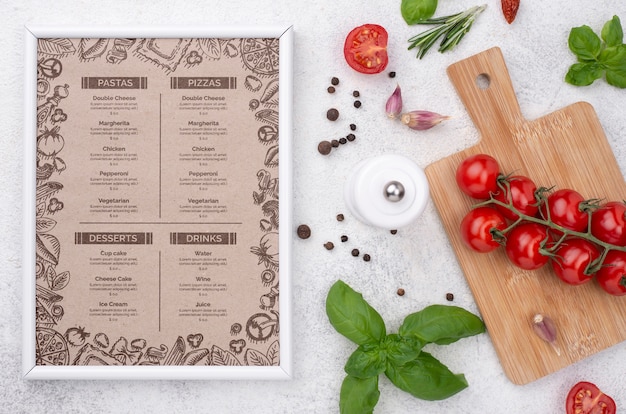 PSD restaurant menu concept mockup