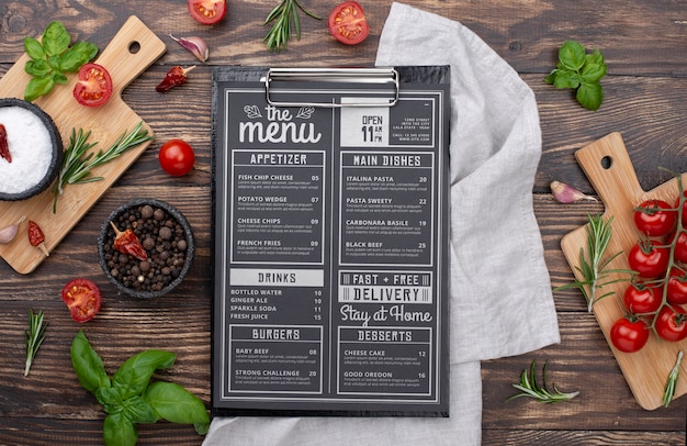 PSD restaurant menu concept mockup