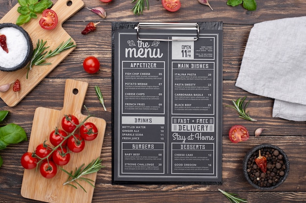 PSD mockup di concetto di menu del ristorante