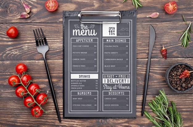 Restaurant menu concept mockup