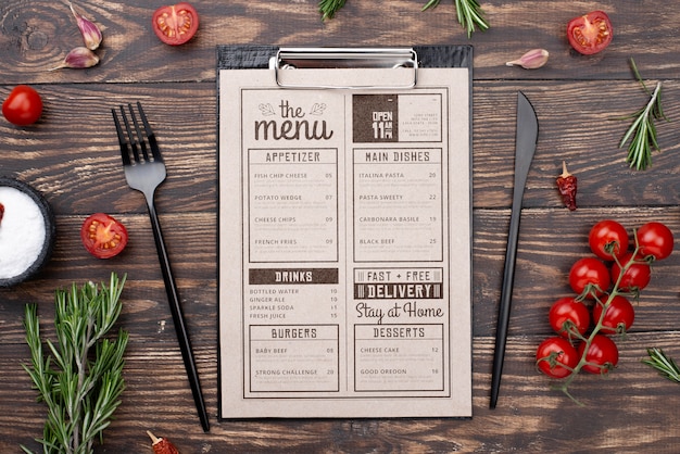 PSD mockup di concetto di menu del ristorante