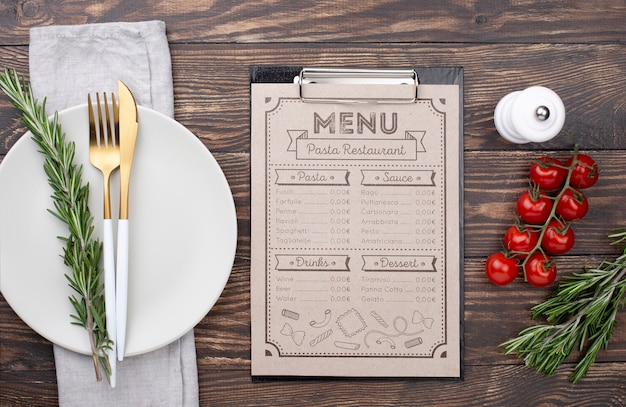 PSD mockup di concetto di menu del ristorante