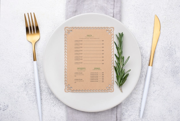 PSD mockup di concetto di menu del ristorante