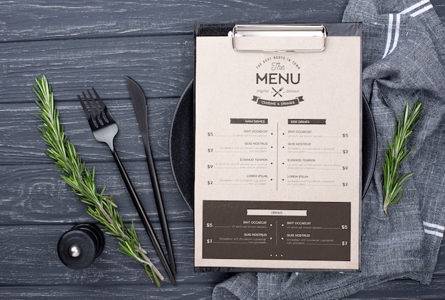 PSD mockup di concetto di menu del ristorante