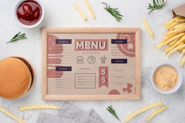 PSD mockup di concetto di menu del ristorante