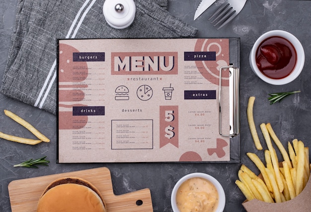 Restaurant menu concept mockup