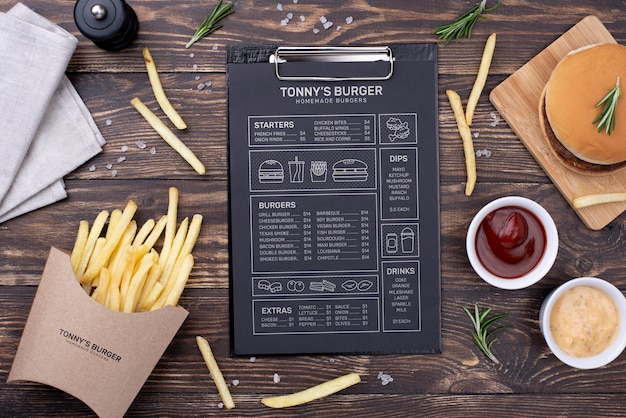 PSD mockup di concetto di menu del ristorante