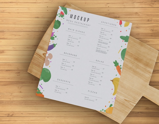 Restaurant menu mockup