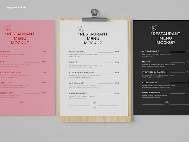 PSD mockup del menu del ristorante