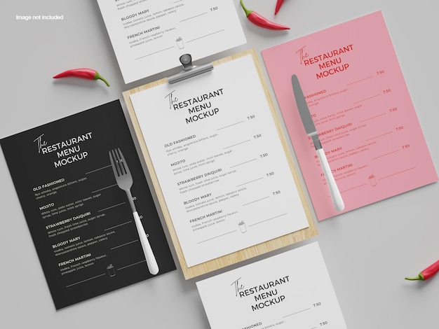 PSD mockup del menu del ristorante