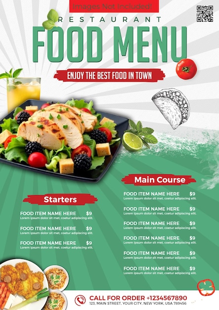 Restaurant menu ontwerp flyer