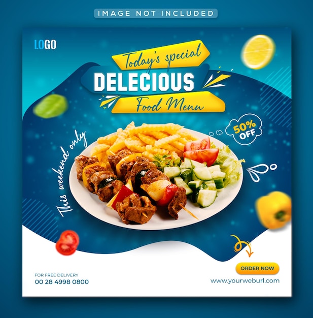 Restaurant menu social media promotion post and web banner template