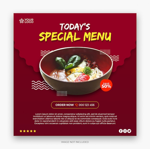 Restaurant menu square banner