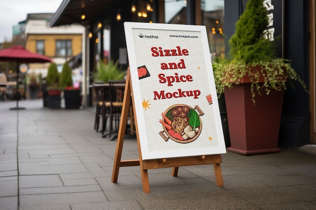 Restaurant menu street sign mockup design