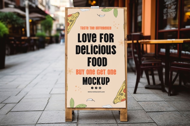 PSD restaurant menu street sign mockup design