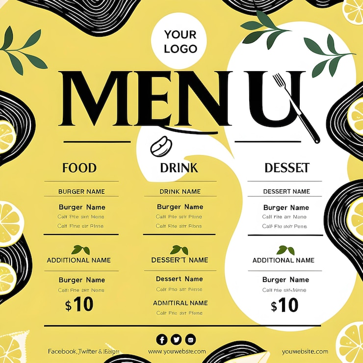 PSD restaurant menu template crafted for professional and trendy food presentation designs
