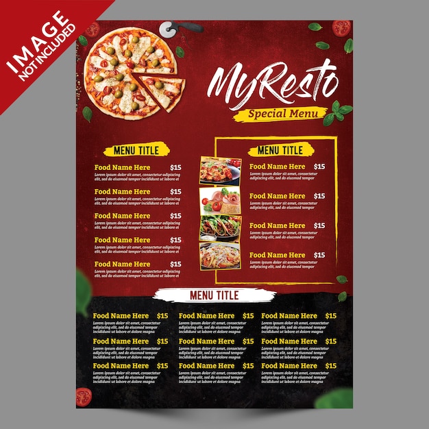 PSD modello di menu del ristorante