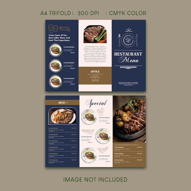 PSD restaurant menu trifold brochure